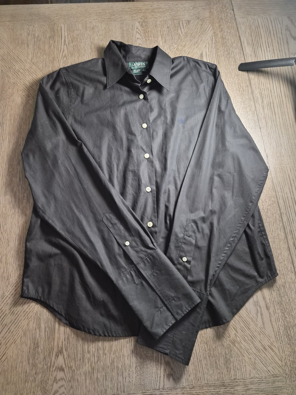 Ralph Lauren Black Long-Sleeve Button Front Blouse